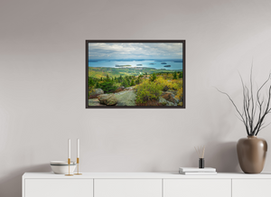 30 x 20″, Alder Brown Floater Frame Bar Harbor from Cadillac Mountain, Maine
