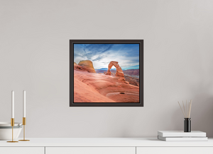 13.4 x 12″, Alder Brown Floater Frame Delicate Arch, Arches National Park, Utah