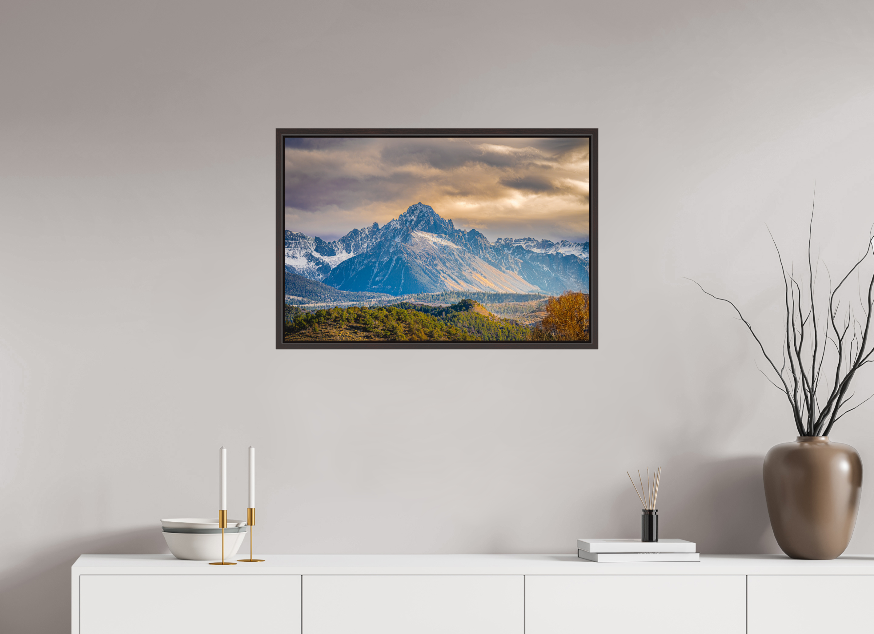 30 x 20″, Alder Brown Floater Frame Mount Sneffels, Rocky Mountains, Colorado