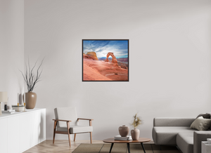 34.6 x 31″, Alder Brown Floater Frame Delicate Arch, Arches National Park, Utah