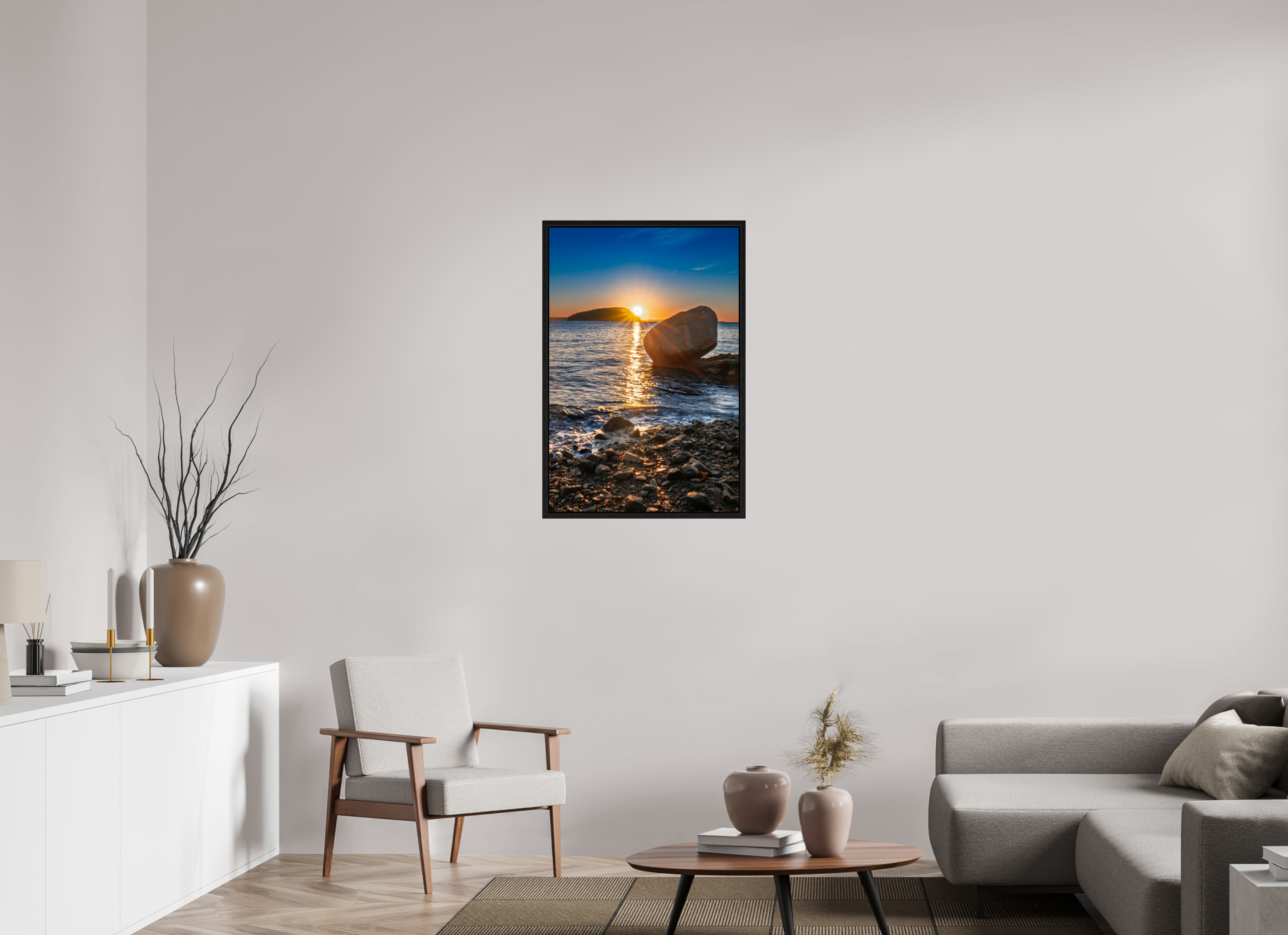 24 x 36″, Floater Frame Balance Rock at Bar Harbor, Maine