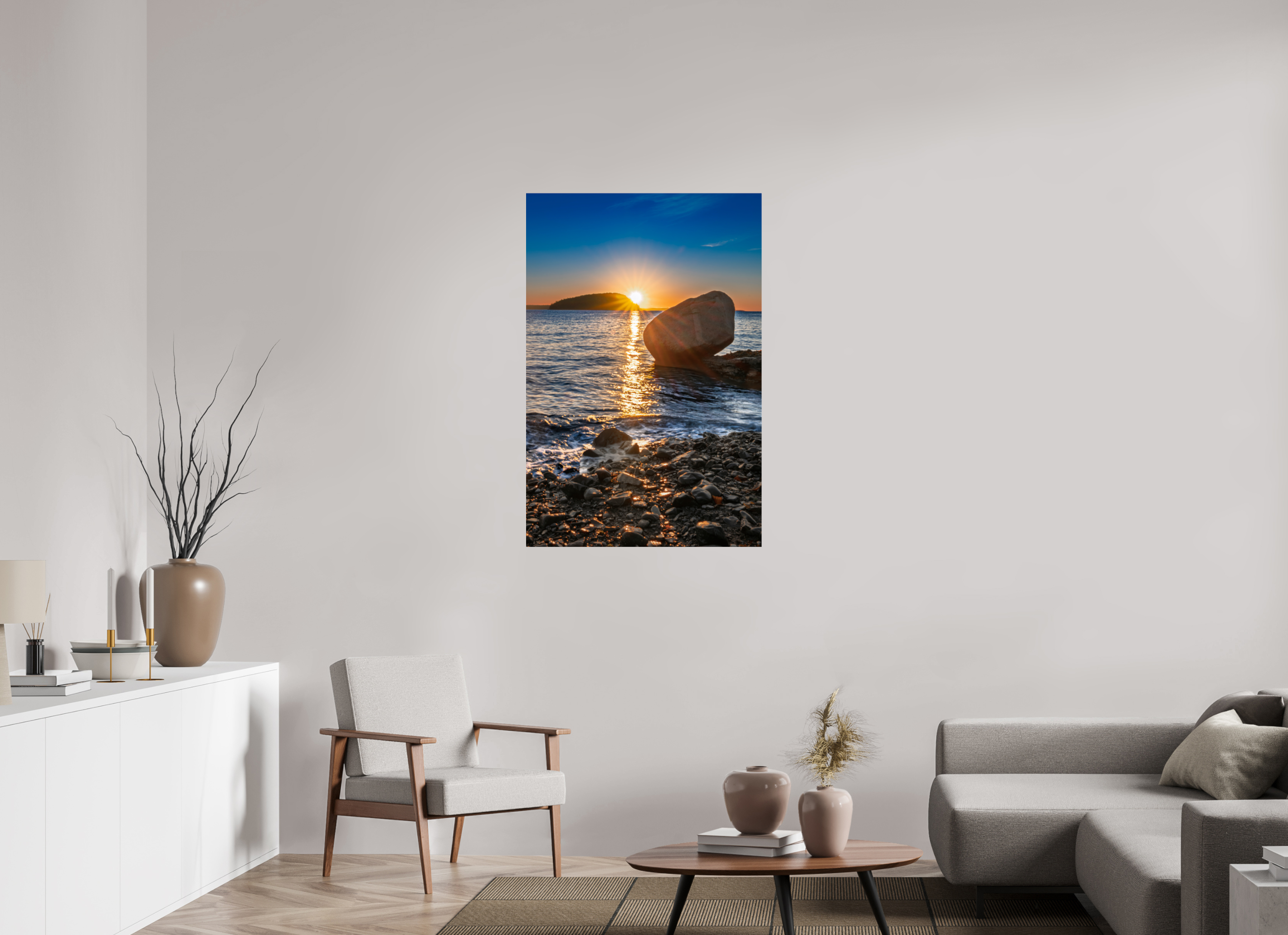 30 x 45″, Photo Print Under Acrylic Glass Balance Rock at Bar Harbor, Maine