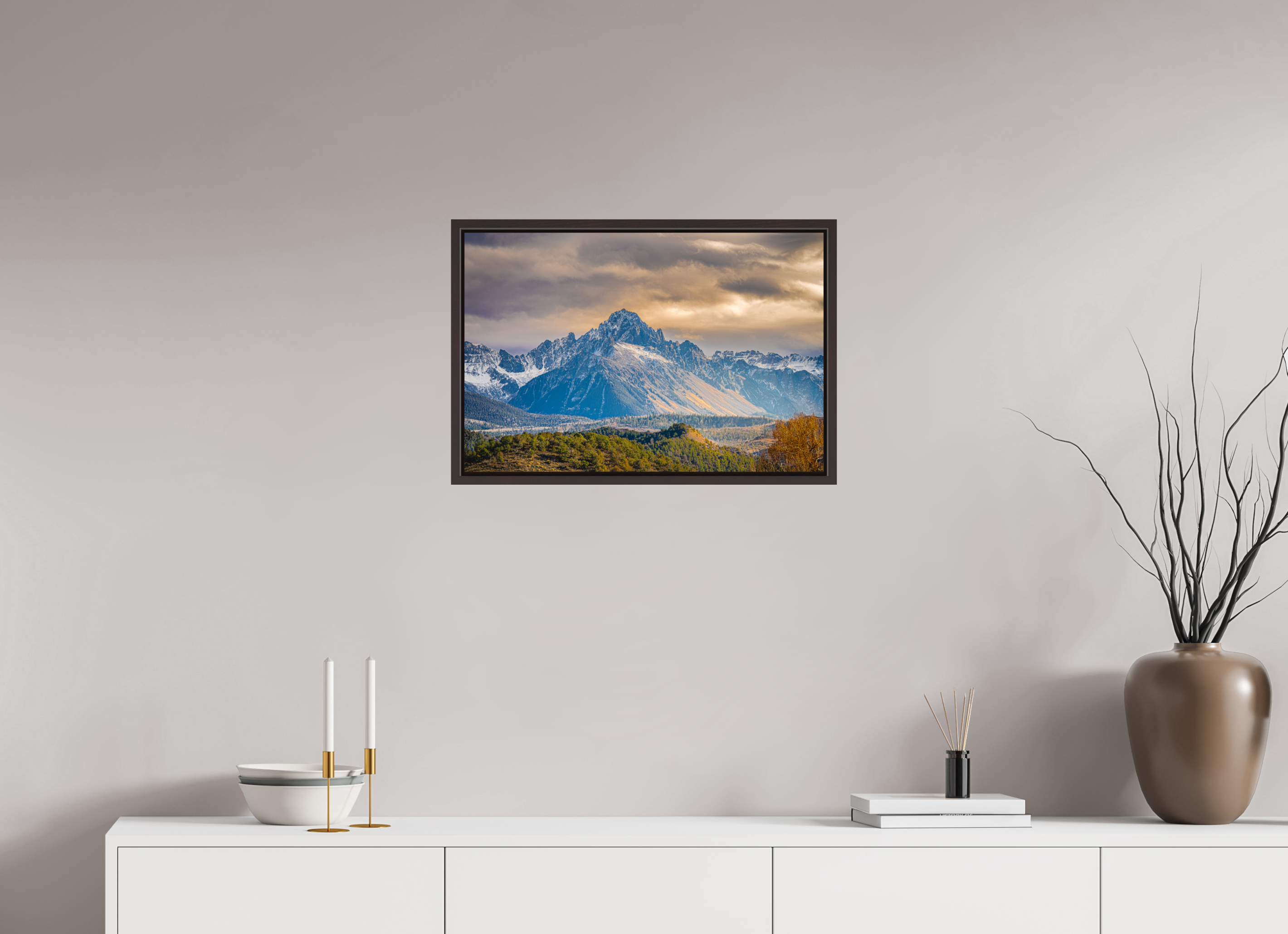 24 x 16″, Alder Brown Floater Frame Mount Sneffels, Rocky Mountains, Colorado