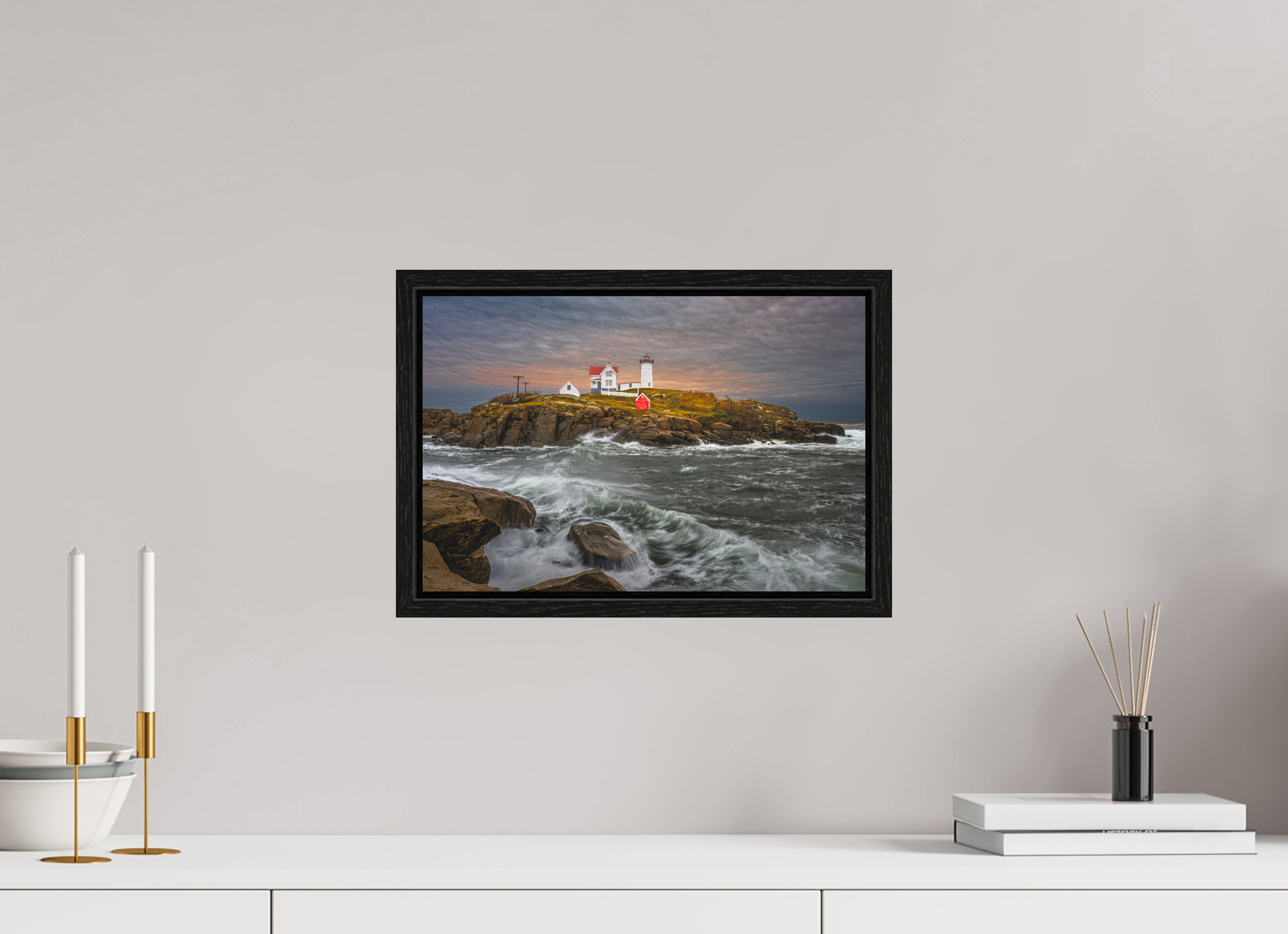 15 x 10″, Floater Frame Cape Neddick Nubble Lighthouse, Maine