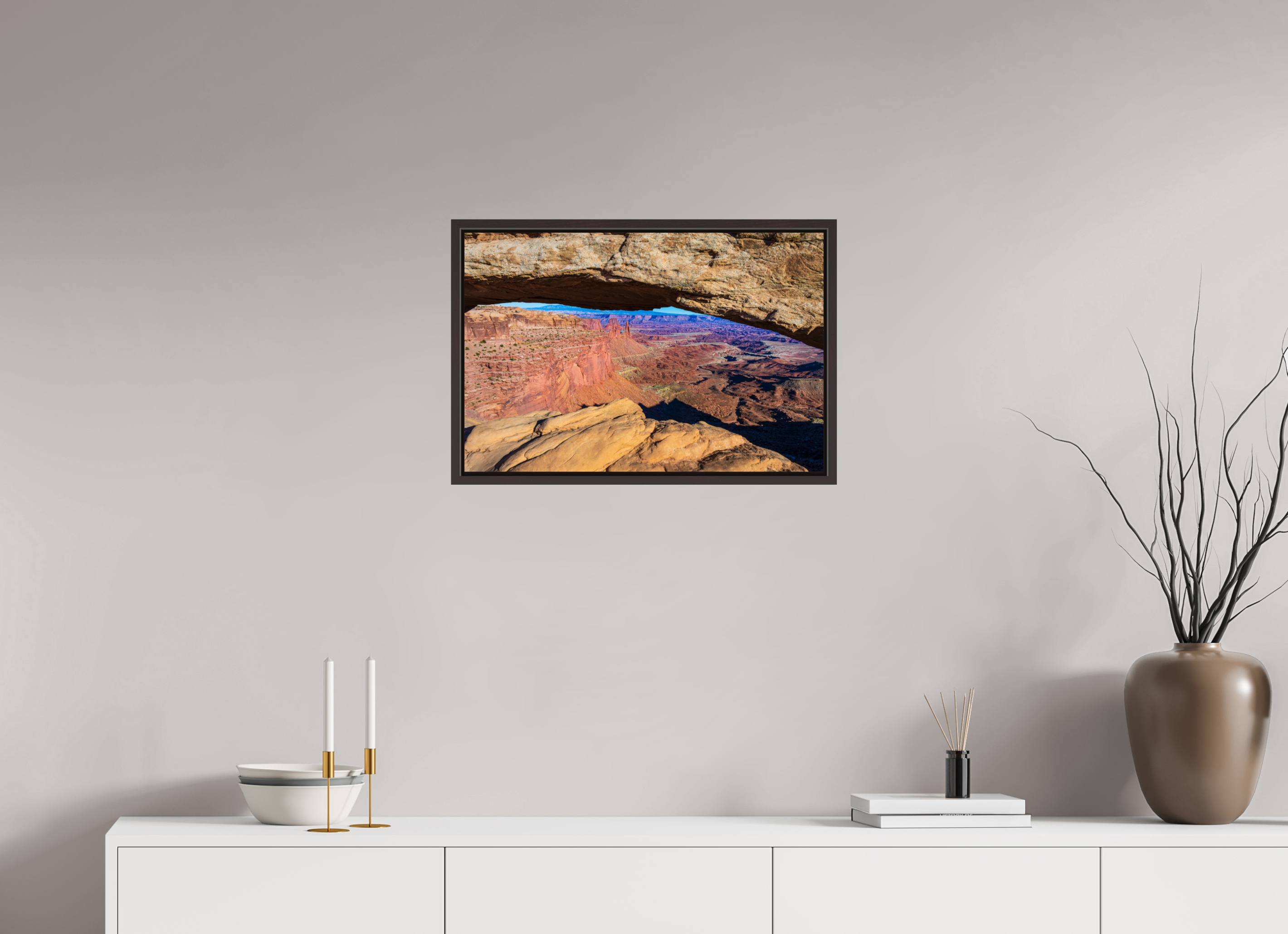 24 x 16″, Alder Brown Floater Frame Mesa Arch, Canyonlands National Park, Utah