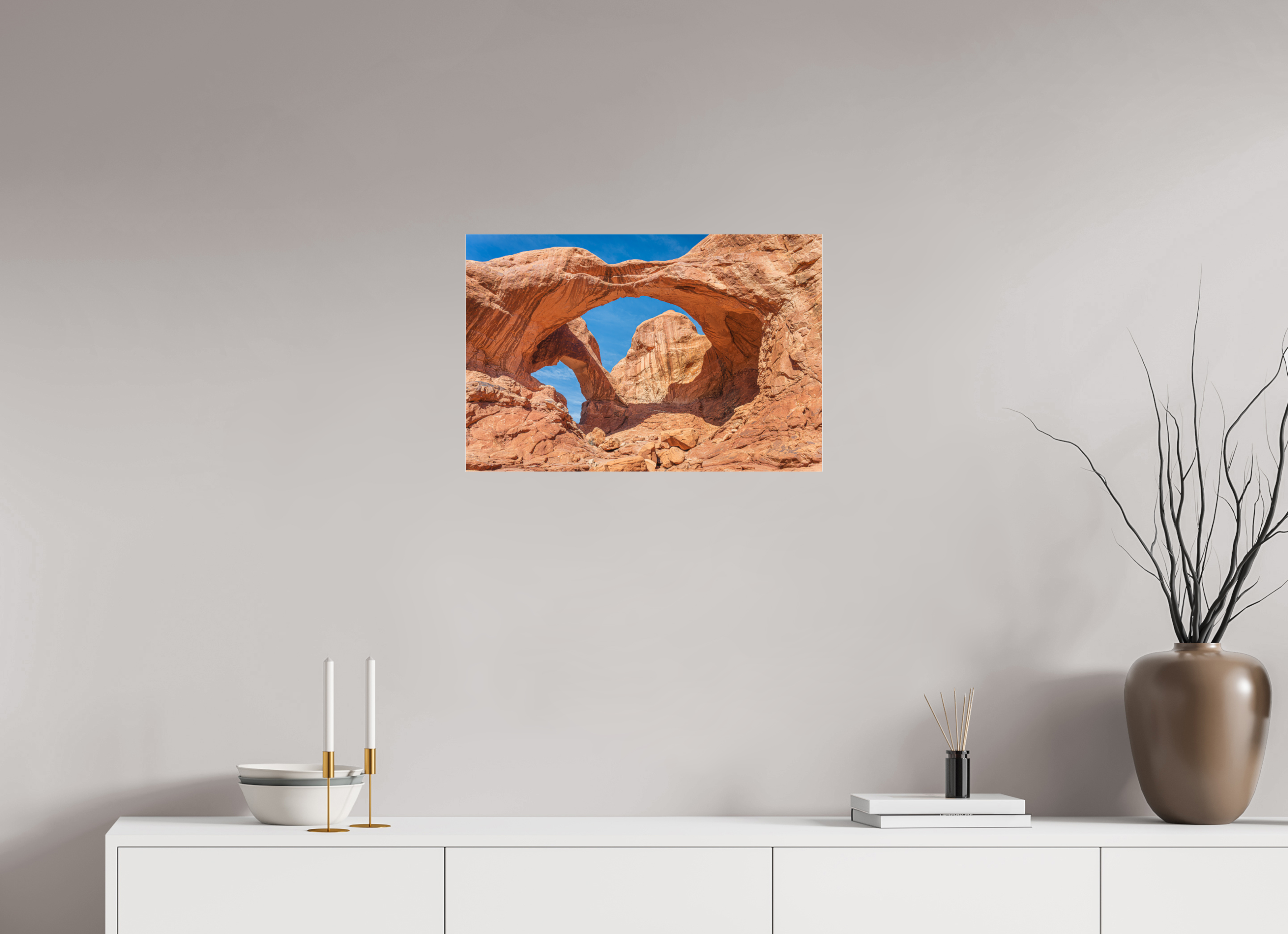 24 x 16″, Photo Print Under Acrylic Glass Double Arch, Arches National Park, Utah