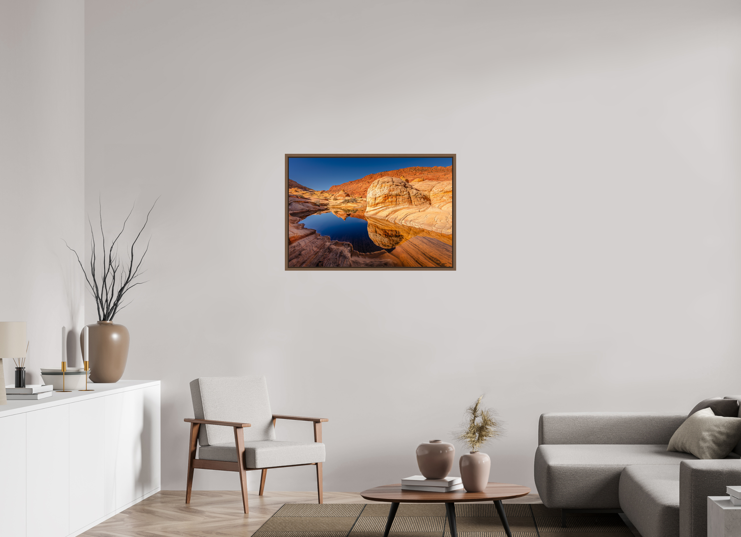 36 x 24″, Floater Frame in Walnut Pond near Second Wave