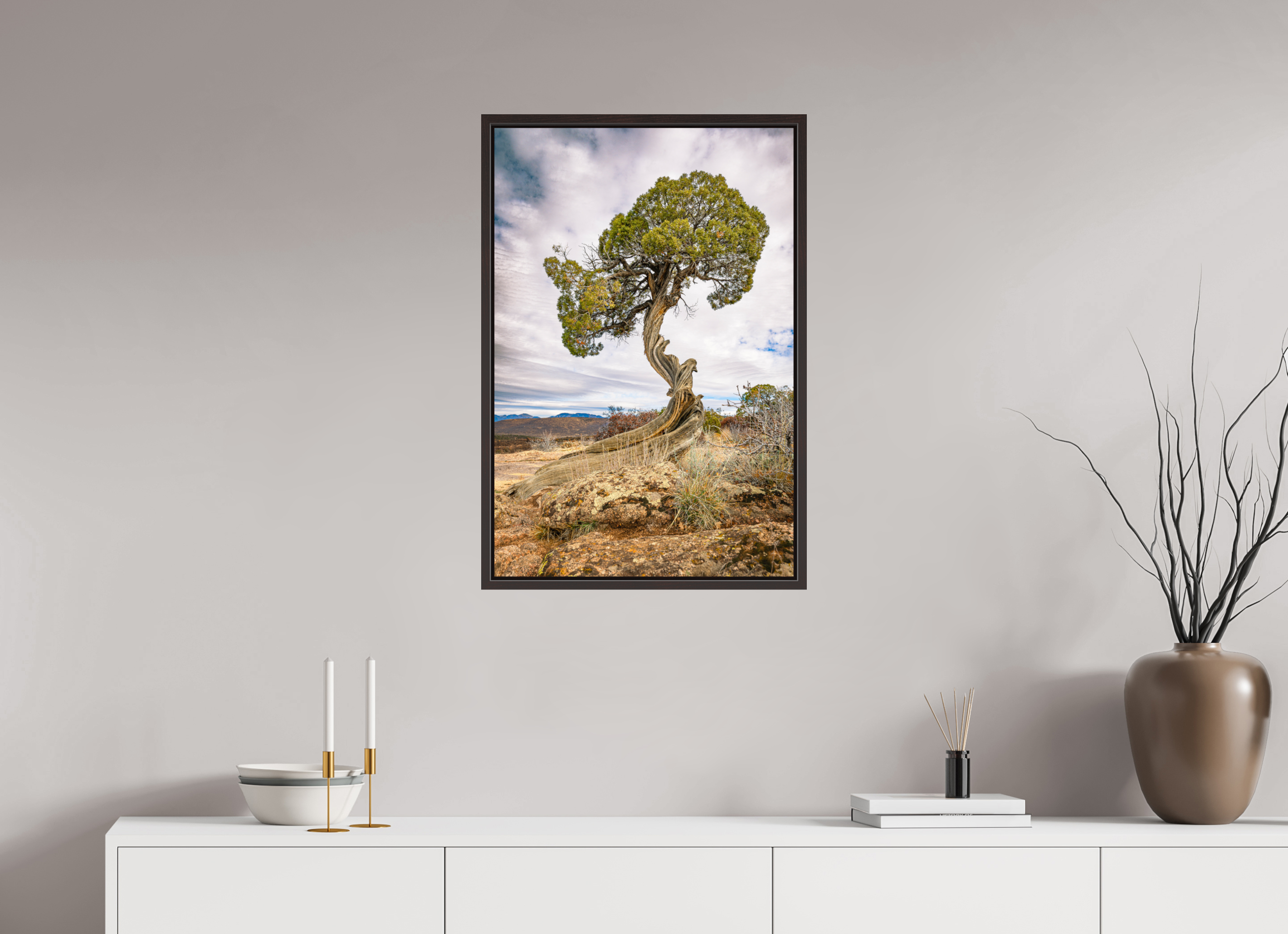 20 x 30″, Alder Brown Floater Frame Silent Sentinel of Black Canyon of the Gunnison National Park, Colorado