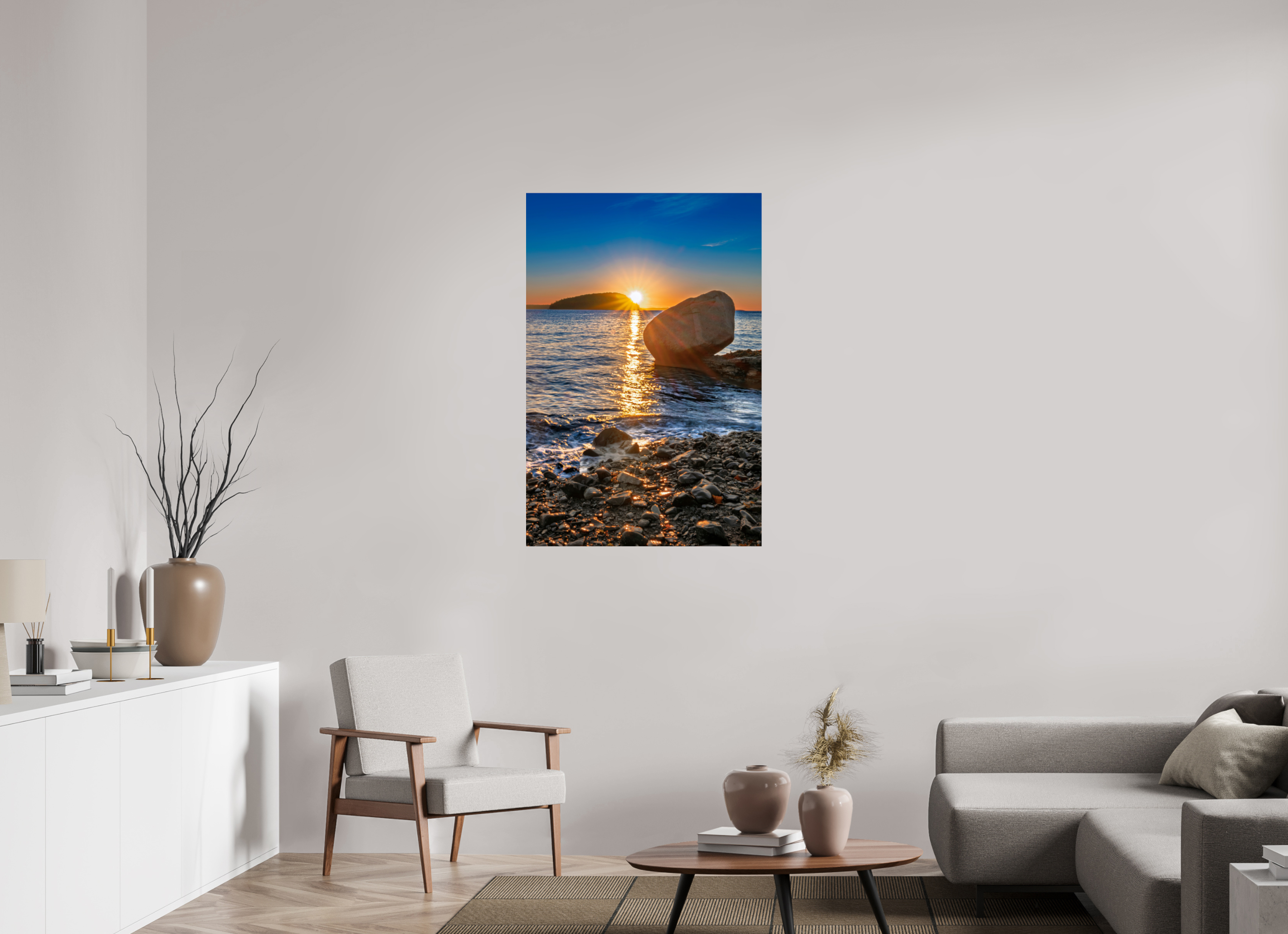 30 x 45″, Photo Print Under Acrylic Glass Balance Rock at Bar Harbor, Maine