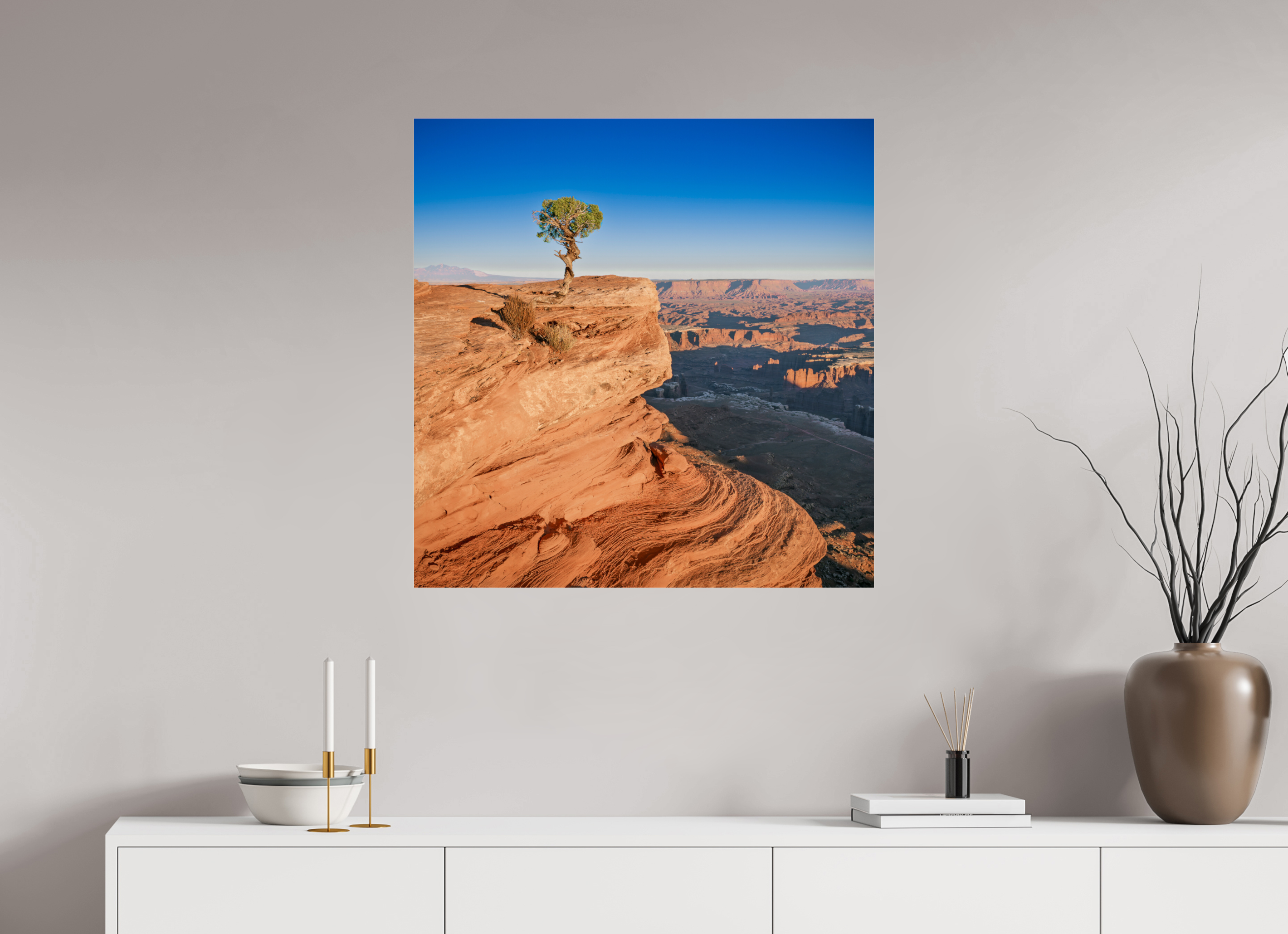 31 x 31.6″, Photo Print Under Acrylic Glass Silent Sentinel of Canyonlands National Park, Utah