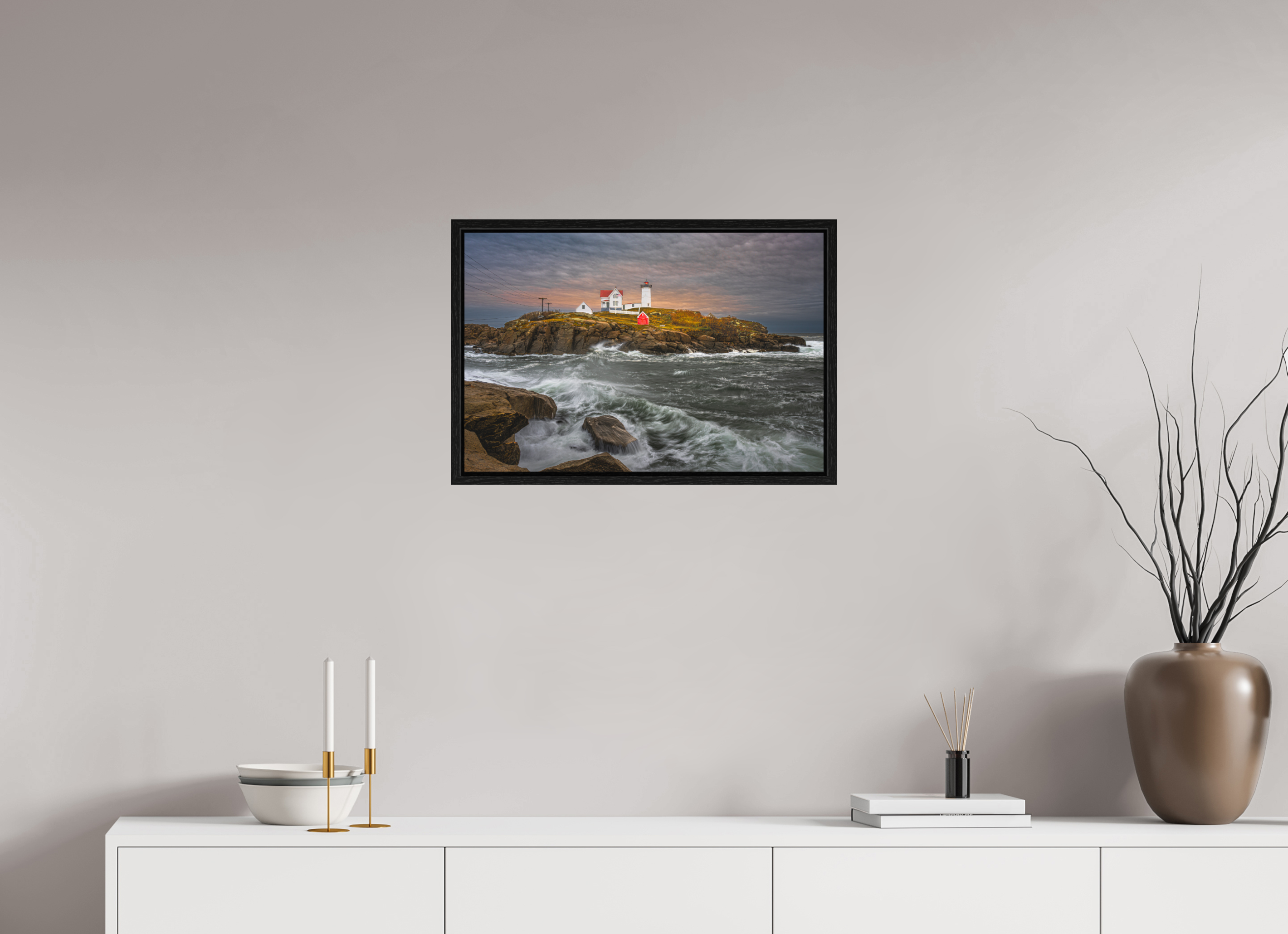 24 x 16″, Floater Frame Cape Neddick Nubble Lighthouse, Maine